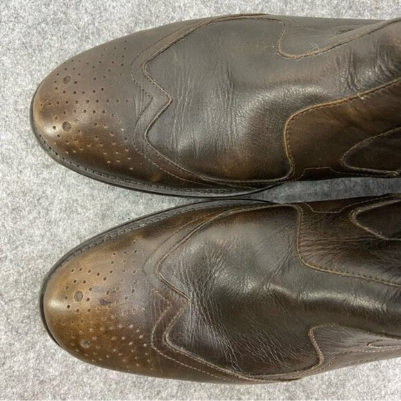 Geox Men’s Brown Leather Western Dress Shoe Ankle Boot Size 43.5 or US 10-10.5 - Picture 3 of 12